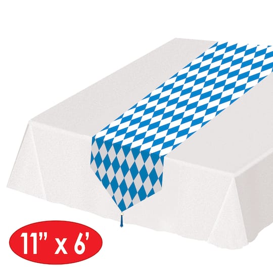 Beistle 6ft. Printed Blue & White Oktoberfest Paper Table Runners, 2ct.